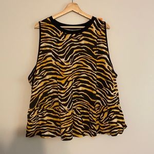 Asos Curve Tiger Print Peplum Tank Top